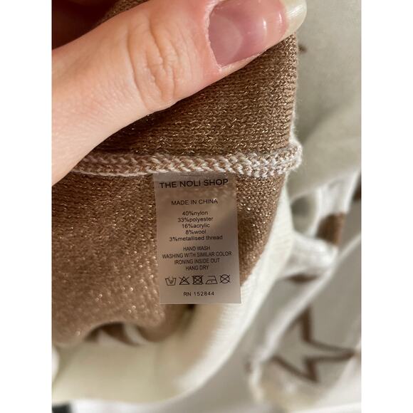 NWT THE NOLI SHOP Astra Star Sweater Cream Gold S Turtleneck Lightweight Knit - Picture 10 of 10